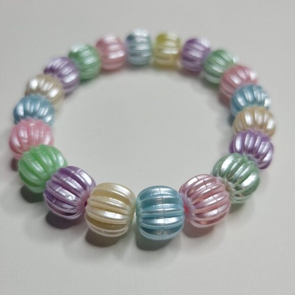 NWT Shiny Pastel Dinner Mint Stretch Bracelet Blue, Purple, Yellow, Pink, Green - Picture 7 of 7
